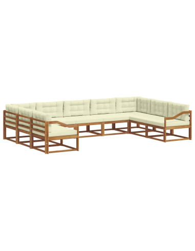 Set di divani da esterno con cuscino 9 pcs Naturale e Crema