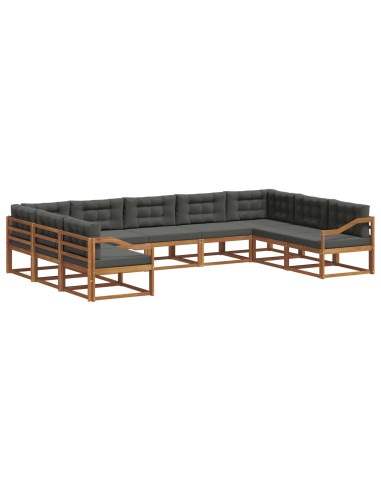Set di divani da esterno con cuscino 9 pcs Naturale e Antracite