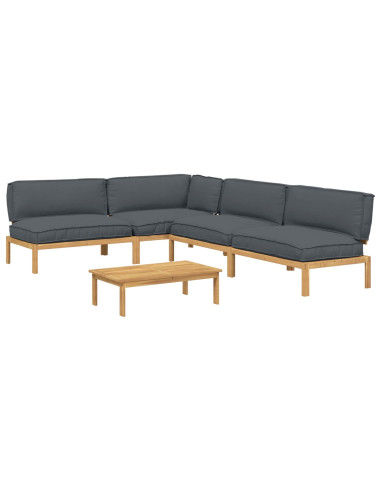 Set di divani 5 pcs Antracite Legno di Acacia Massello