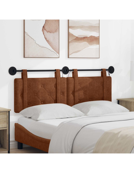 Testiera sospesa Con luce LED Marrone PU Antico