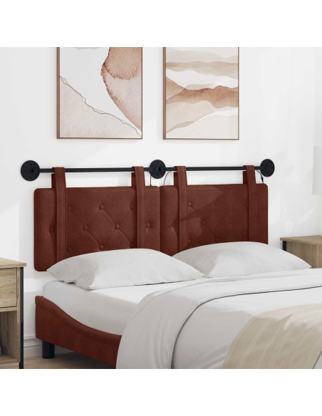 Testiera sospesa Con luce LED Marrone Lucido PU Antico
