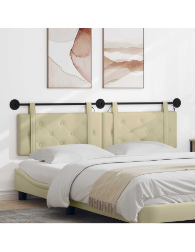 Testiera sospesa Con luce LED Crema Similpelle