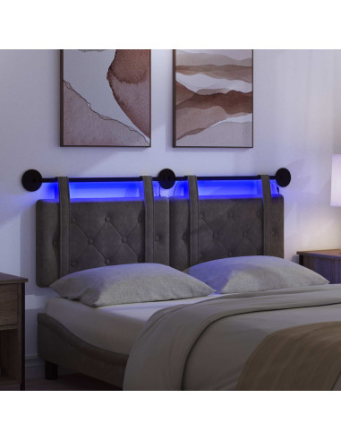 Testiera sospesa Con luce LED Nero PU Antico
