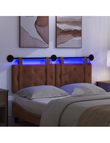 Testiera sospesa Con luce LED Marrone PU Antico