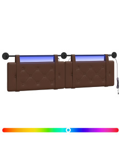 Testiera sospesa Con luce LED Marrone Similpelle 2