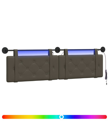 Testiera sospesa Con luce LED Grigio Similpelle
