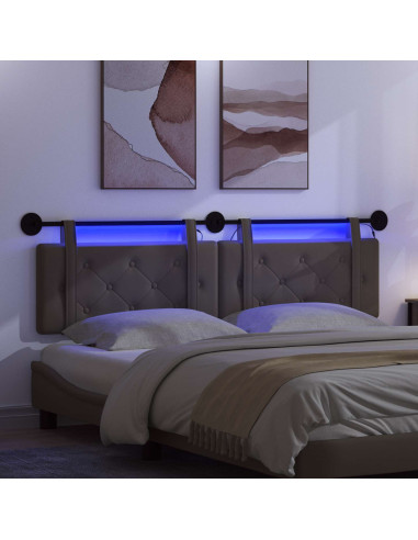 Testiera sospesa Con luce LED Grigio Similpelle