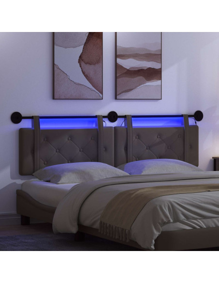 Testiera sospesa Con luce LED Grigio Similpelle