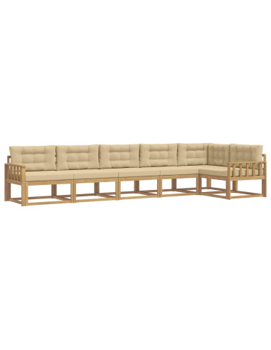 Set di divani da esterno 4 pcs Bianco e Beige Poliestere