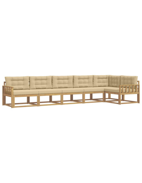 Set di divani da esterno 4 pcs Bianco e Beige Poliestere