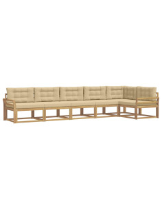 Set di divani da esterno 4 pcs Bianco e Beige Poliestere 2