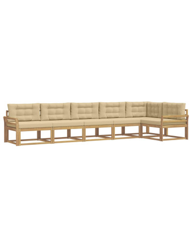 Set di divani da esterno 4 pcs Bianco e Beige Poliestere
