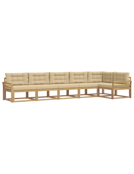 Set di divani da esterno 4 pcs Bianco e Beige Poliestere