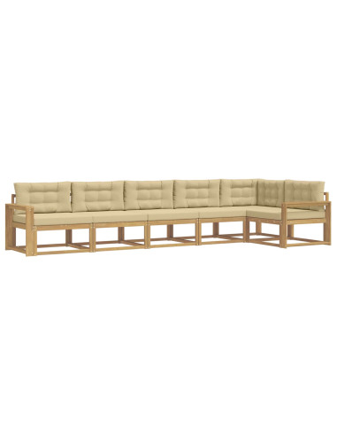 Set di divani da esterno 4 pcs Bianco e Beige Poliestere