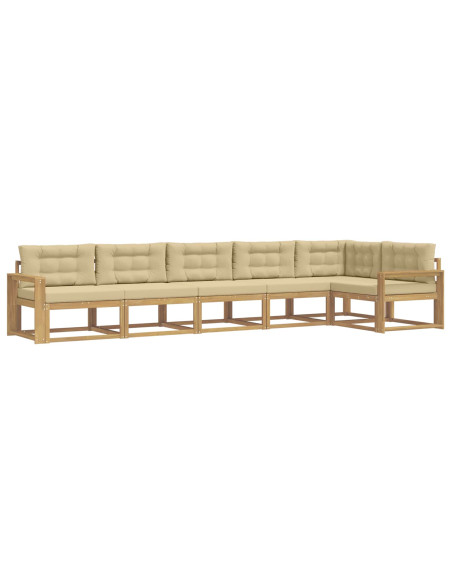 Set di divani da esterno 4 pcs Bianco e Beige Poliestere