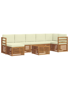 Set divani 8 pcs Naturale e Crema Legno di Acacia Massello 2