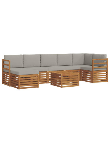 Set divani con cuscino 8 pcs Grigio Naturale e Chiaro