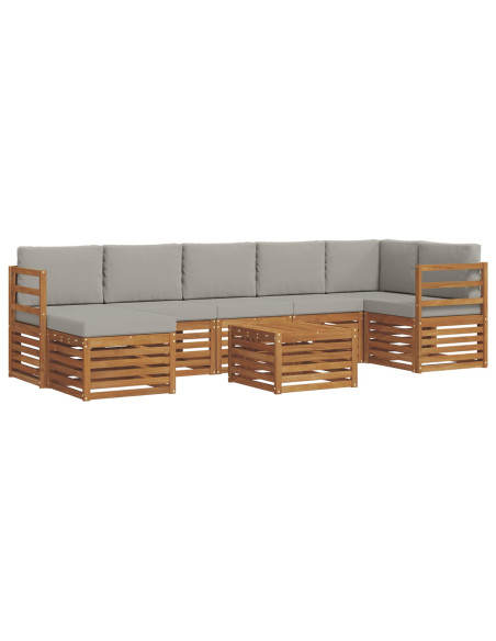 Set divani con cuscino 8 pcs Grigio Naturale e Chiaro