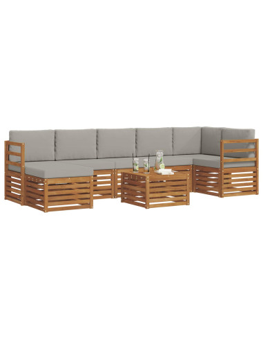 Set divani con cuscino 8 pcs Grigio Naturale e Chiaro