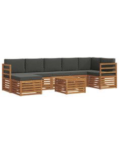 Set divani 8 pcs Naturale e Antracite Legno di Acacia Massello 2