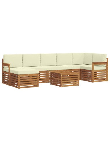 Set divani 8 pcs Naturale e Crema Legno di Acacia Massello