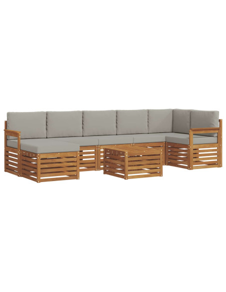 Set divani con cuscino 8 pcs Grigio Naturale e Chiaro