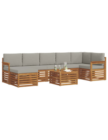 Set divani con cuscino 8 pcs Grigio Naturale e Chiaro