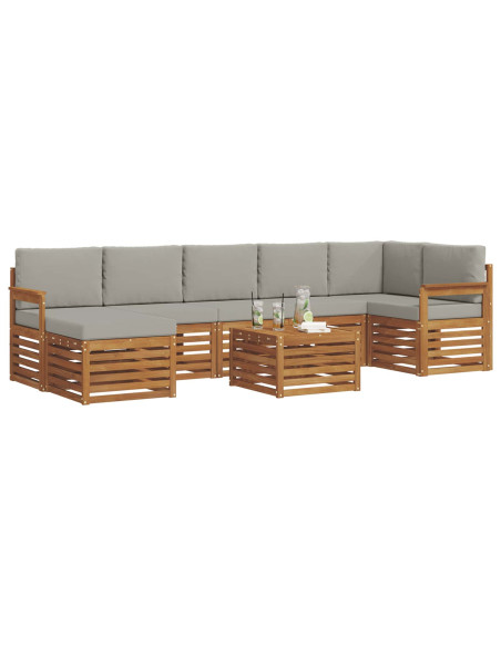 Set divani con cuscino 8 pcs Grigio Naturale e Chiaro
