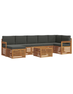 Set divani 8 pcs Naturale e Antracite Legno di Acacia Massello 2