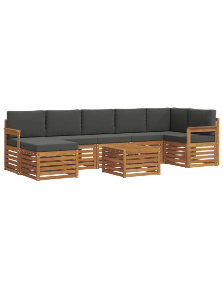Set divani 8 pcs Naturale e Antracite Legno di Acacia Massello