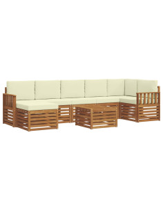 Set divani 8 pcs Naturale e Crema Legno di Acacia Massello 2