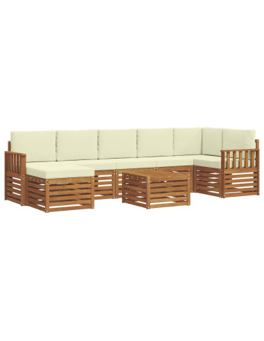 Set divani 8 pcs Naturale e Crema Legno di Acacia Massello