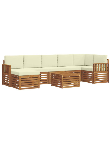 Set divani 8 pcs Naturale e Crema Legno di Acacia Massello