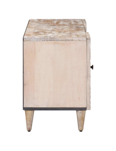Mobile TV Bianco 105 x 33,5 x 46 cm Legno di mango massello