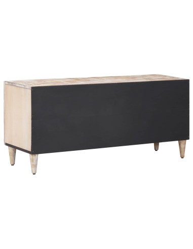 Mobile TV Bianco 105 x 33,5 x 46 cm Legno di mango massello