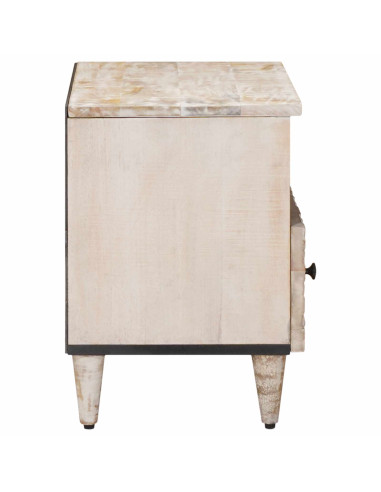 Mobile TV Bianco 70 x 33,5 x 46 cm Legno di mango massello