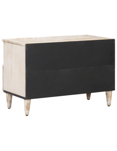 Mobile TV Bianco 70 x 33,5 x 46 cm Legno di mango massello