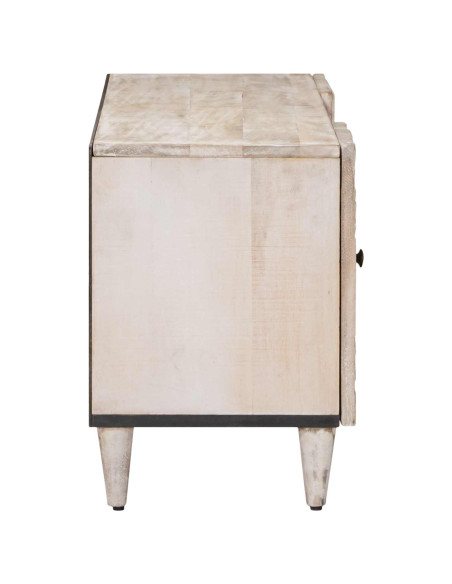 Mobile TV Bianco 105 x 33,5 x 46 cm Legno di mango massello