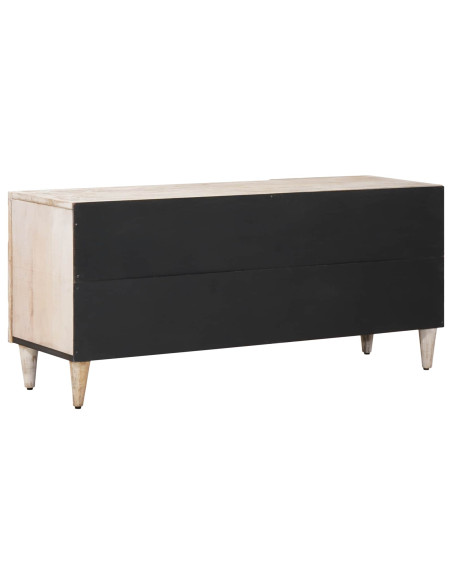 Mobile TV Bianco 105 x 33,5 x 46 cm Legno di mango massello