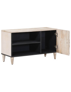 Mobile TV Bianco 80 x 31,5 x 46 cm Legno di mango massello 2