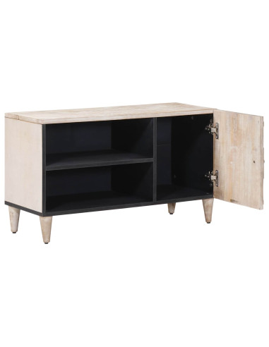 Mobile TV Bianco 80 x 31,5 x 46 cm Legno di mango massello