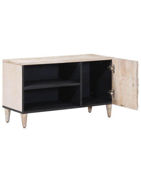 Mobile TV Bianco 80 x 31,5 x 46 cm Legno di mango massello