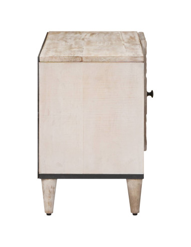 Mobile TV Bianco 80 x 31,5 x 46 cm Legno di mango massello
