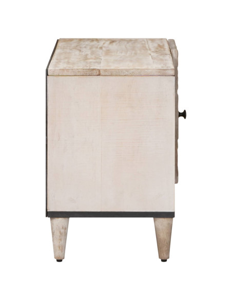 Mobile TV Bianco 80 x 31,5 x 46 cm Legno di mango massello