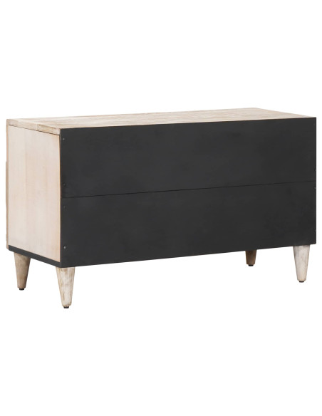 Mobile TV Bianco 80 x 31,5 x 46 cm Legno di mango massello