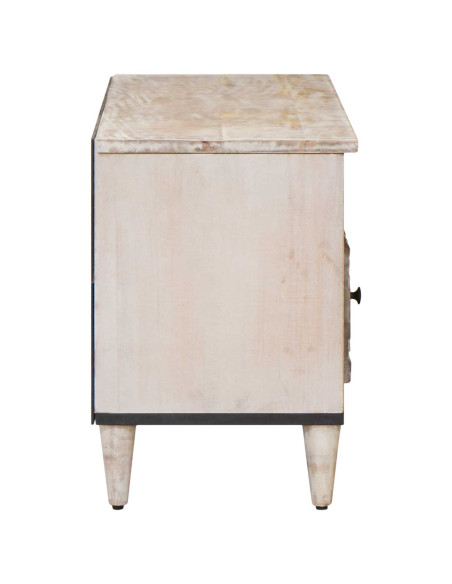 Mobile TV Bianco 100 x 33,5 x 46 cm Legno di mango massello