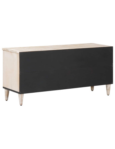 Mobile TV Bianco 100 x 33,5 x 46 cm Legno di mango massello
