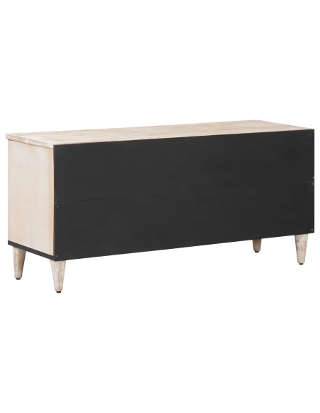 Mobile TV Bianco 100 x 33,5 x 46 cm Legno di mango massello