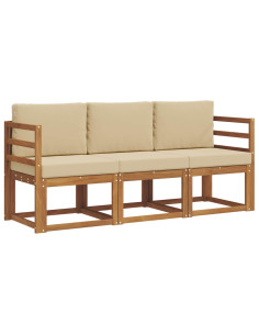 Set di divani da esterno con cuscino 3 pcs Naturale e Beige 2