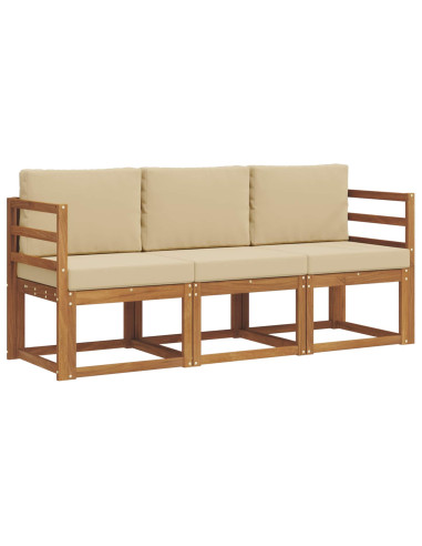 Set di divani da esterno con cuscino 3 pcs Naturale e Beige